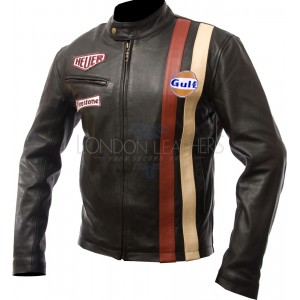 SALE - Steve Mcqueen Gulf Firestone Black Leather Jacket - XXL